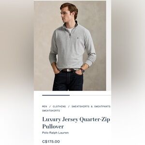 RALPH LAUREN QUARTER ZIP SIZE L